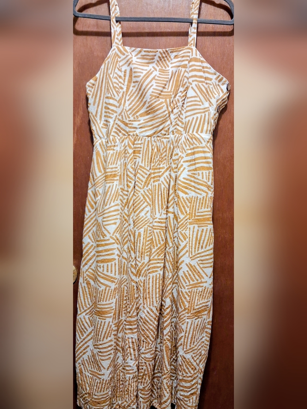 Very J Mustard/White Abstract Midi Dress Size L